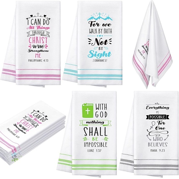 4 Colorful Bible Verse Hand Towels - Picture 1 of 7